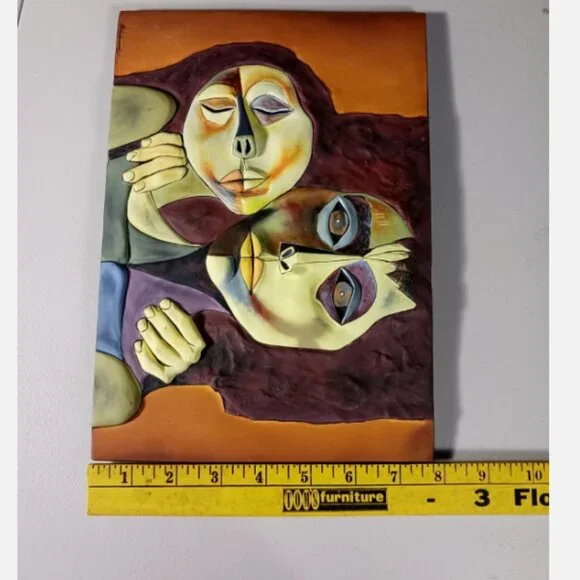 Tile Sculpture Ceramic Pottery La Ternura Oswaldo Guayasamin Ecuador 3D Modern - Picture 5 of 13